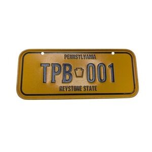 1979 Wheaties Pennsylvania Keystone State Metal Mini Bicycle License Plate